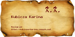 Kubicza Karina névjegykártya